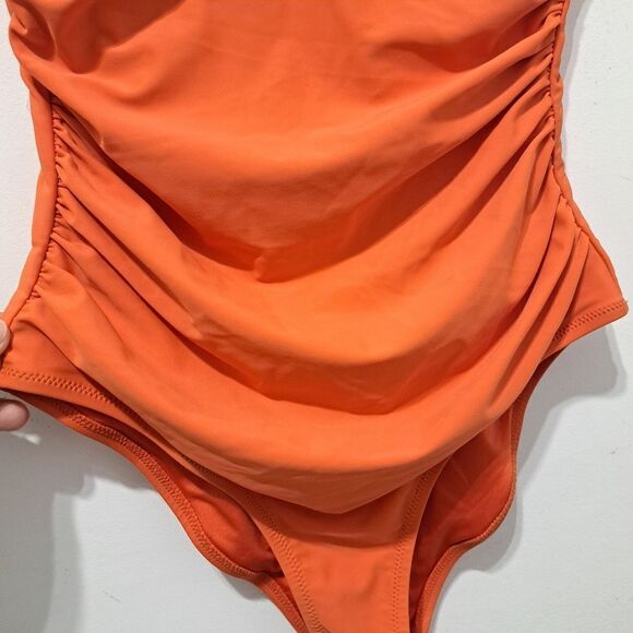 CUPSHE Shirring Design V Neck One Piece Swimsuit Low Back Bathing Suit Small NWT - Picture 12 of 14